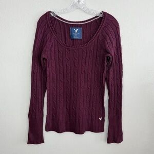 American Eagle Women's Cable Knit Sweater - Maroon